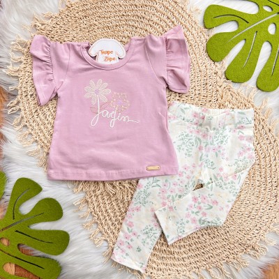Conj. Blusa Jardim e Legging Florzinhas - Lilás